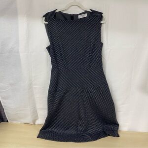 MM Lafleur Black Pinstripe Sleeveless Sheath Dress